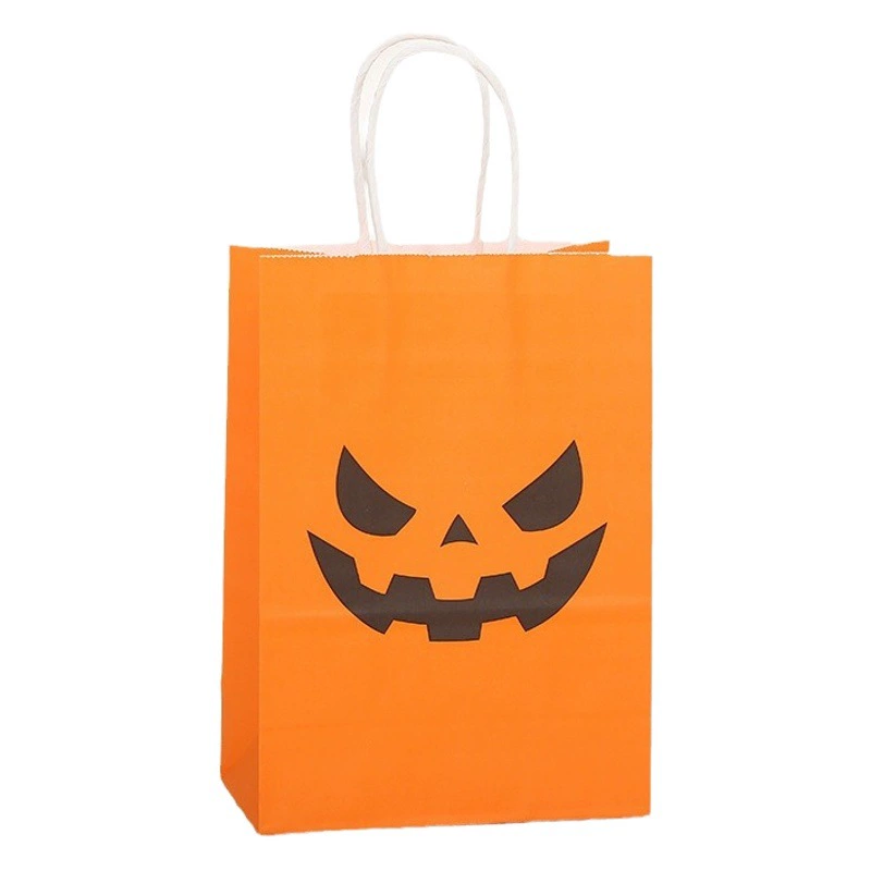 Сумка-тоут с тыквой на Хэллоуин, трансграничная популярная сумка из крафт-бумаги, подарочная упаковка, сумка для конфет, вечерние подарочная сумка