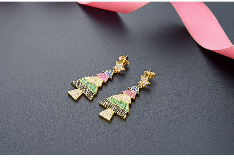 Star Christmas Tree Earrings S925 Sterling Silver Temperament Earrings display picture 3