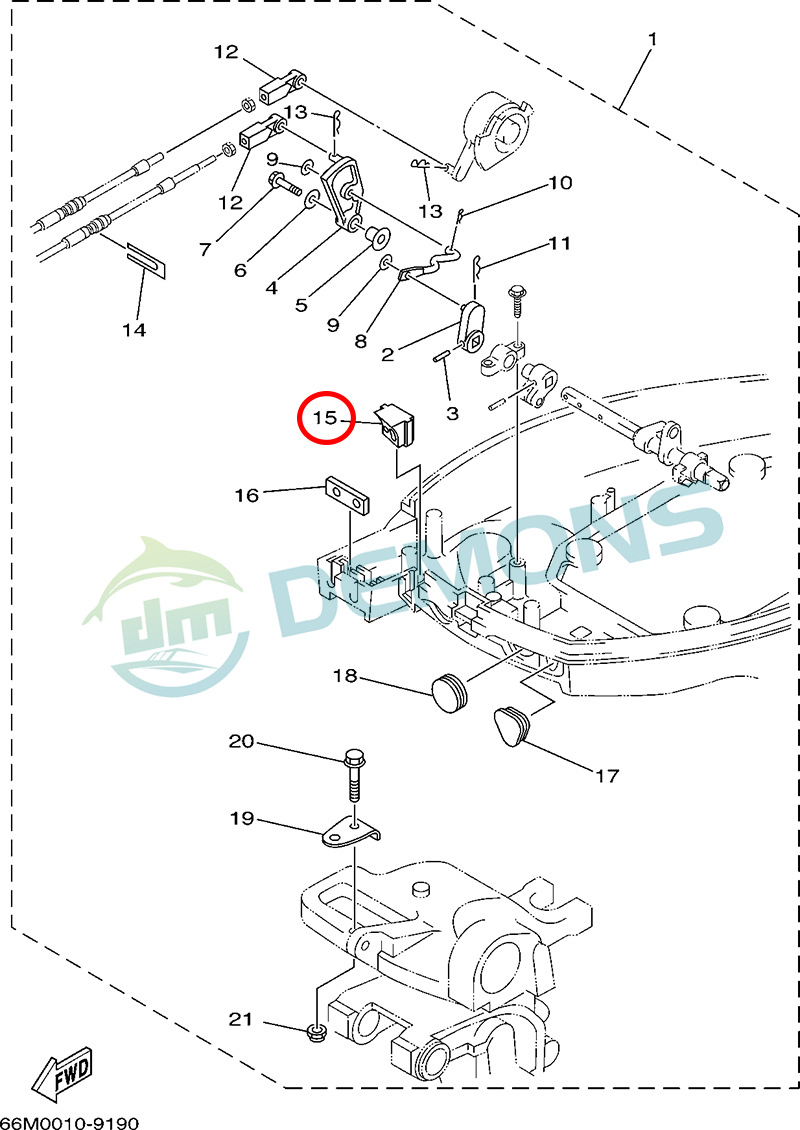 15)翟墨DEMONS舷外机船外机橡皮艇冲锋舟拉线固定座66M-42725-20