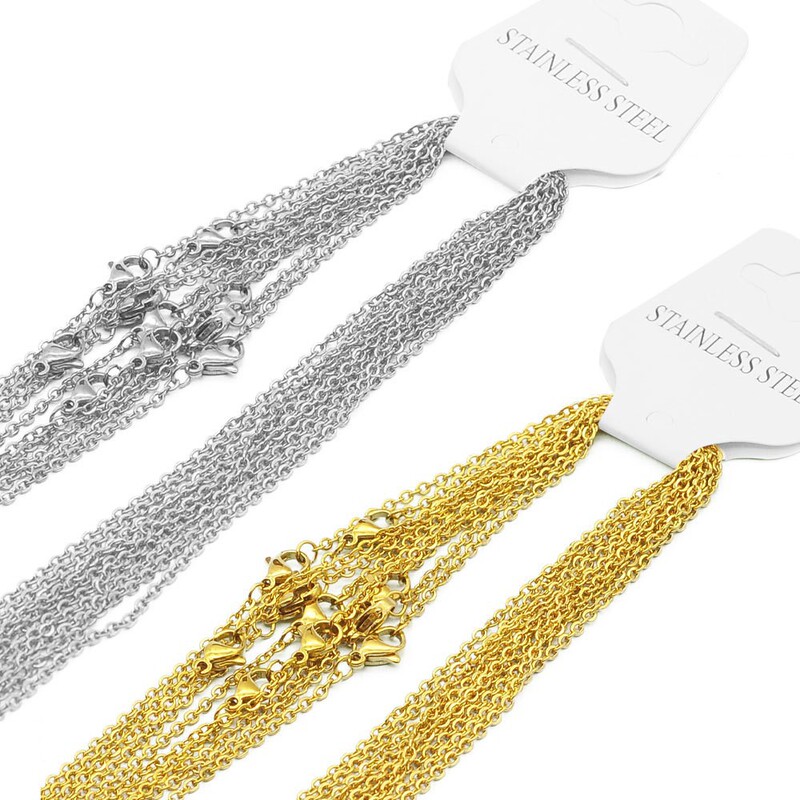 5-10 pieces/bag stainless steel necklace O-shaped chain flat cross diy jewelry plain chain side snake chain titanium steel clavicle chain 5-10 pieces/bag stainless steel necklace O-shaped chain flat cross diy jewelry plain chain side snake chain titanium steel clavicle chain