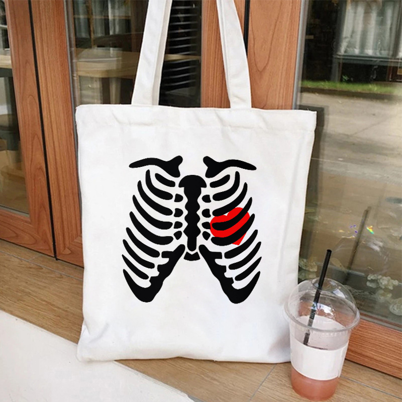 Halloween calavera impresa bolsa de lienzo 35 * 40 bolsa de gran capacidad para comprar bolsas de mano venta caliente transfronteriza 0902 - 8