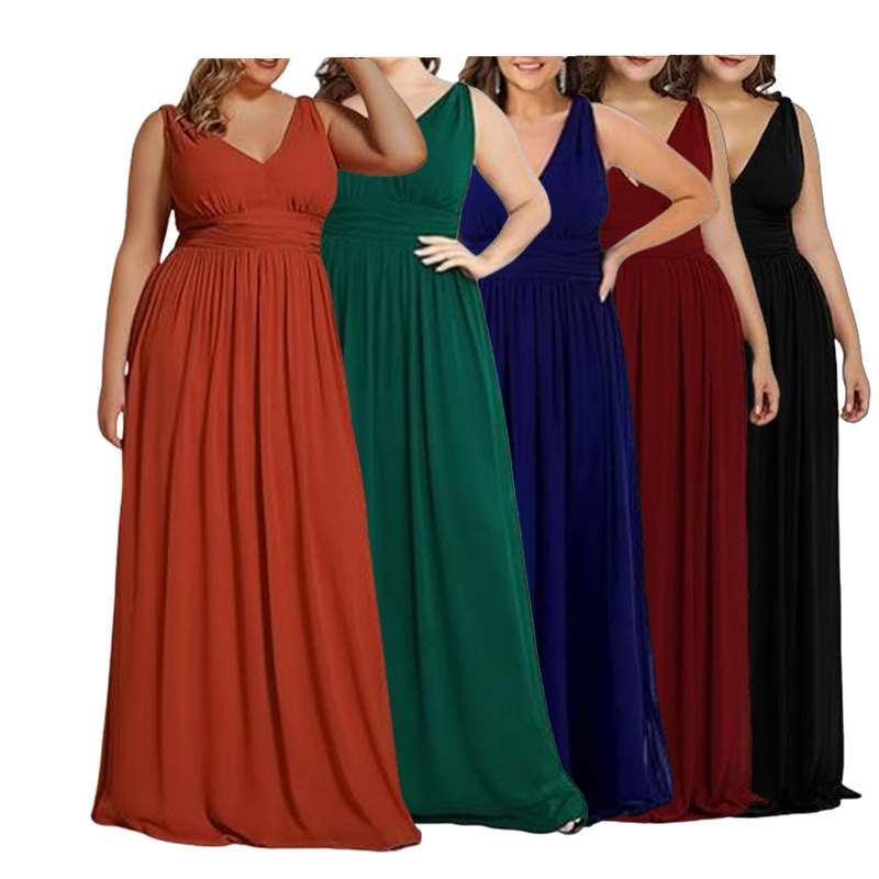 In stock 2024 European and American multi-color multi-size spring and autumn evening dress Amazon eBay sleeveless waist dress independent station delivery