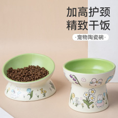 ペットの高級陶磁器の猫の碗の猫はたらいを食べます。