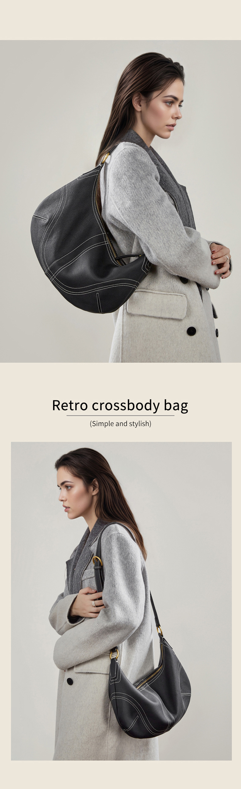 Designer Dumpling Handbag Genuine Leather Underarm Crossbody Bag_voghion.com