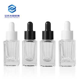 现货10ml透明四方厚底精华液滴管分装瓶精油小样高档化妆品玻璃瓶