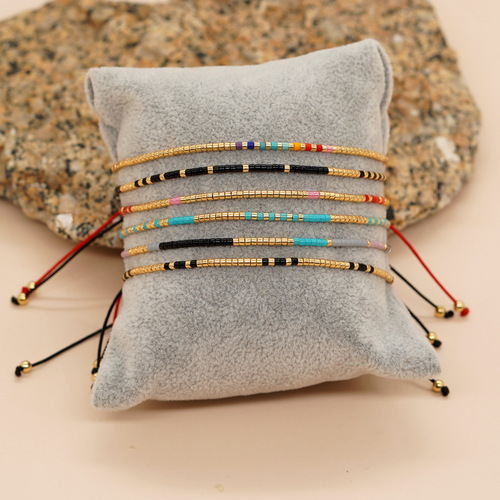 Cross-border European and American retro style Miyuki colorful rice beads niche Morse code bracelet cross-border high-quality light luxury bracelet
