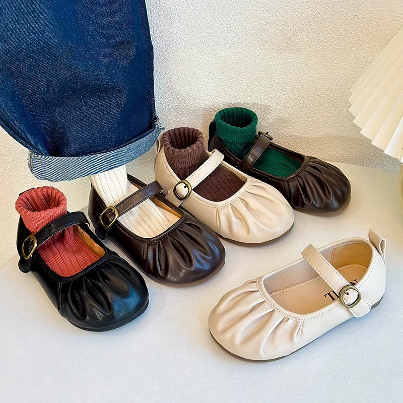 童库兔 Children's shoes for leather shoes girl's, Korean style, western style