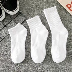 Sports socks men's mid-calf socks spring and summer solid color ins trendy white stockings women's summer thin couple basketball socks