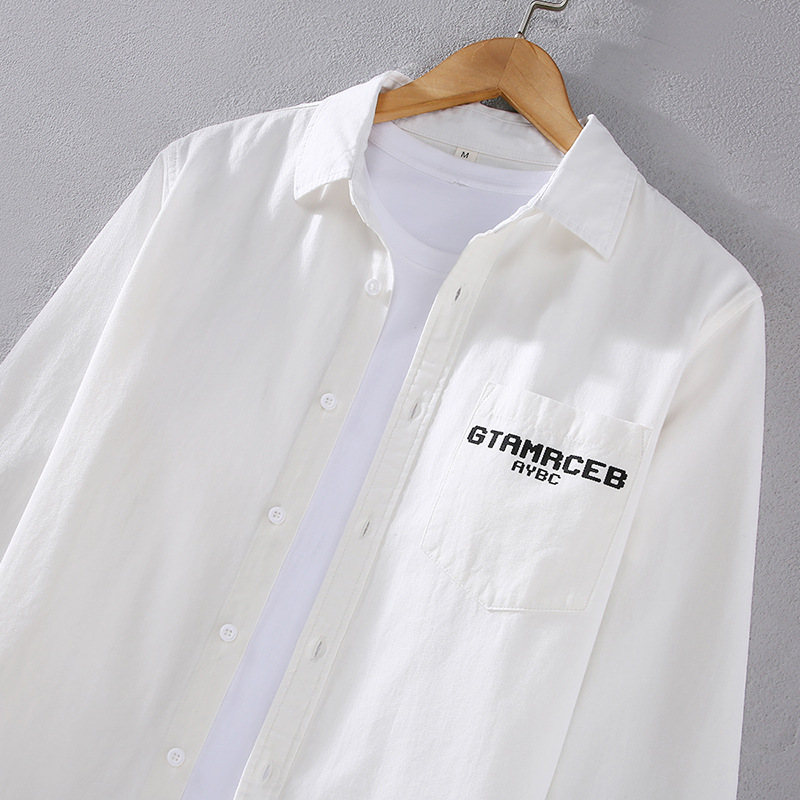 Camicia giapponese uomo maniche lunghe stile workwear casual loose_voghion.com