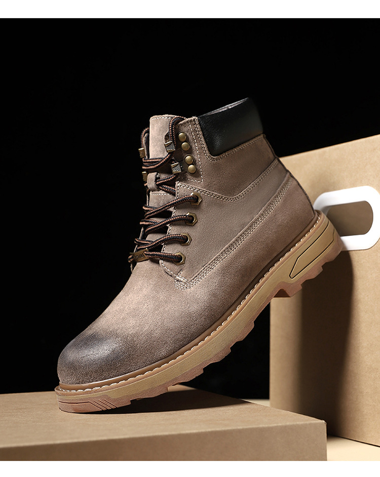 Ψηλές, μεγάλες κίτρινες μπότες, με στρώση κεφαλιού, δέρμα χοίρου, για υπαίθριες δραστηριότητες και ζεστά ανδρικά παπούτσια από κασμίρ_voghion.com