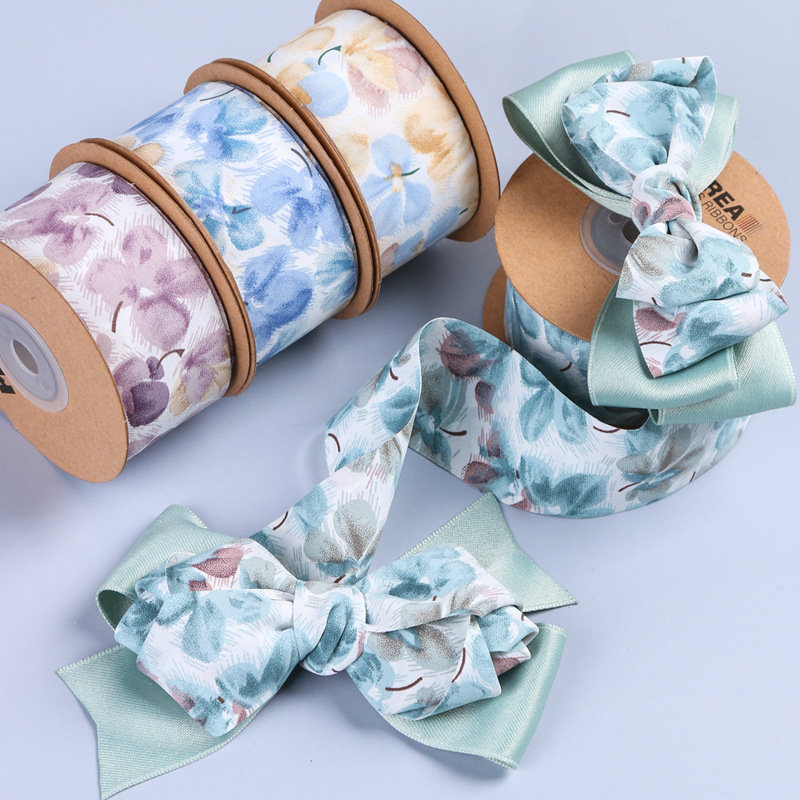 Polka Dot Small Flower Printed Ribbon DIY Bow Hair Accessory Clothing Grass Hat Gift Box Flower Packaging Printed Ribbon