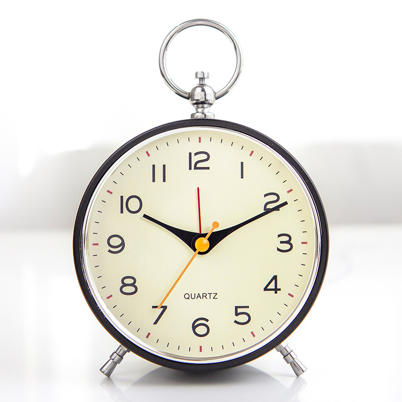 Reloj de noche de estilo europeo simple para estudiantes reloj de alarma pequeño luminoso para niños y niñas dormitorio cabecera barrido segundos mudo pequeño reloj de alarma