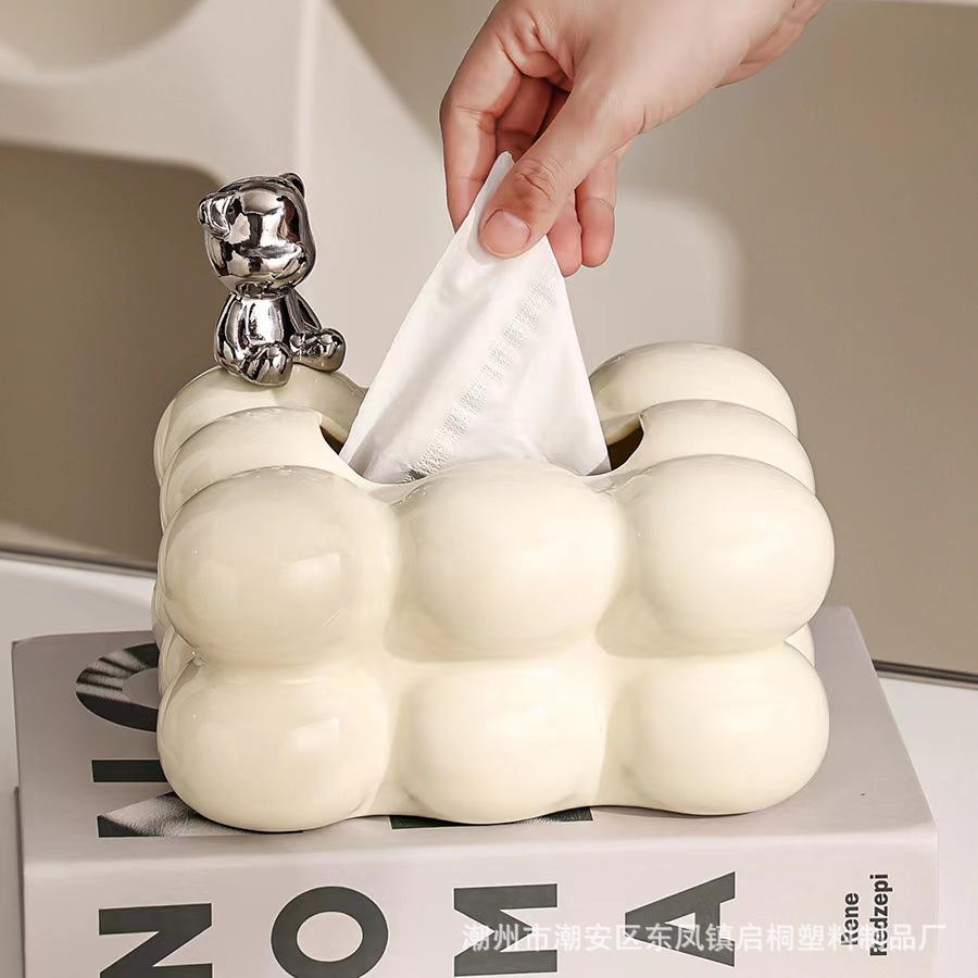 Creativo lindo decorativo caja de pañuelos de algodón de azúcar sala de estar mesa de café caja de almacenamiento de tejidos de alta gama Hotel KVT caja de pañuelos