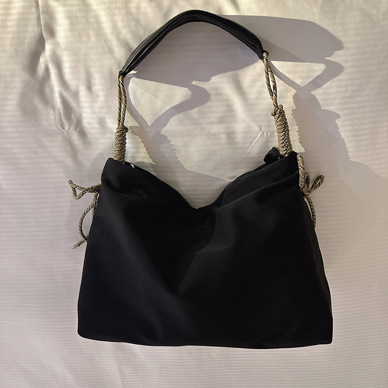 Leisure trendy knot tote for women's commuting large capacity single shoulder bag, college student class dumpling bag_voghion.com