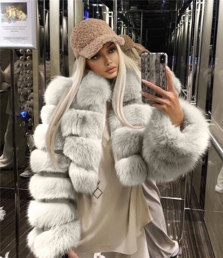 Women's Streetwear Solid Color Contrast Binding Zipper Coat Faux Fur Coat display picture 2