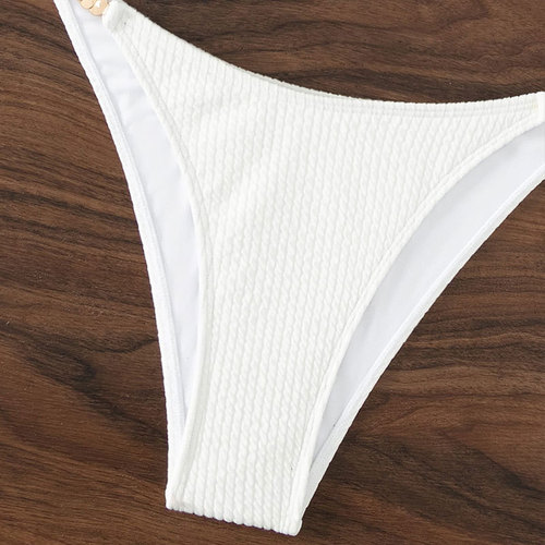 2024 European and American Solid Color Bustier Beach Bikini Alipay Triangle Separating Hot Spring Swimsuit Women's Style