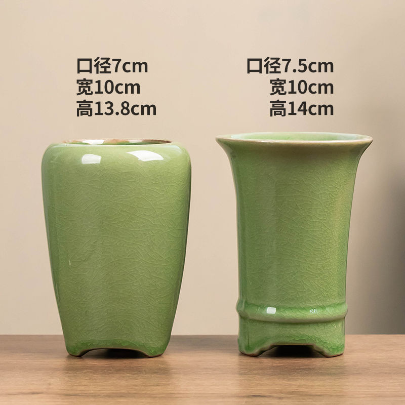 复古兰花花盆陶瓷哥窑家用高款办公桌文竹老桩绿植盆景盆栽多肉盆|undefined