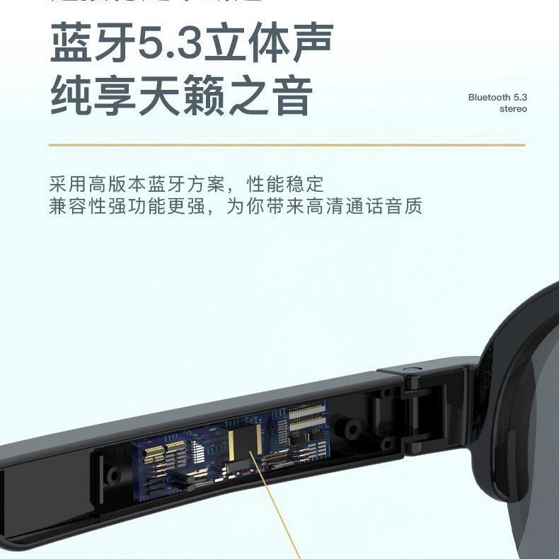 Smart wireless glasses solar-powered, headphones, bluetooth, voice control