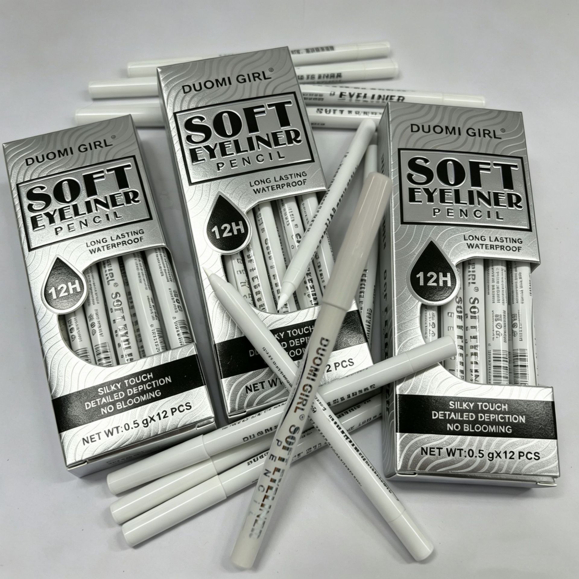 Cross-Border Duomi Girl White Waterproof Plastic Eyeliner Pen, Silky Smooth and Non-Smudging, Long-Lasting