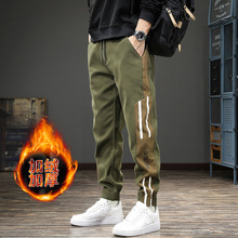 休闲裤男春季潮牌2025新款拼接撞色束脚男裤大码春秋长裤男士裤子