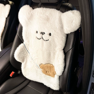 Car Seat Cushion Winter Plush Seat cushion, seat cover - bear-plush-cushion-backrest