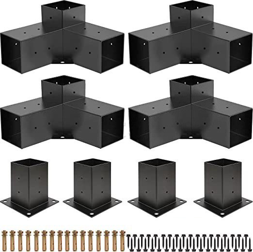 Venta directa de fábrica de Dongguan Soporte de pérgola exterior transfronterizo 4 × 4 6 × 6 Soporte de esquina Soporte de pabellón combinado con acero y madera