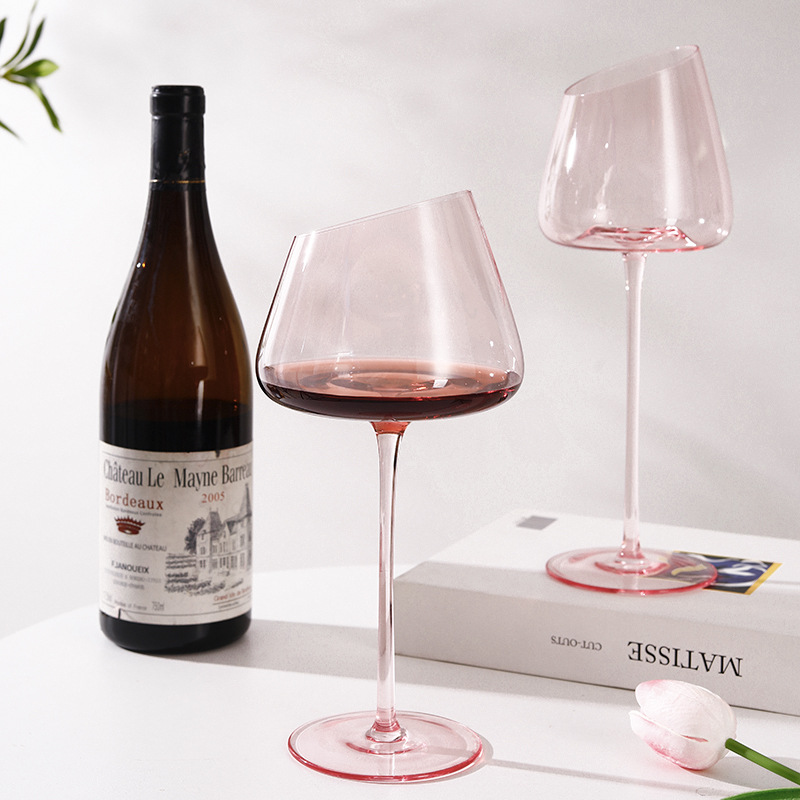 클래식 경사 플라밍고 핑크 레드 와인 잔 높은 색상 가치 상업용 와인 잔 가정용 잔 샴페인 잔
