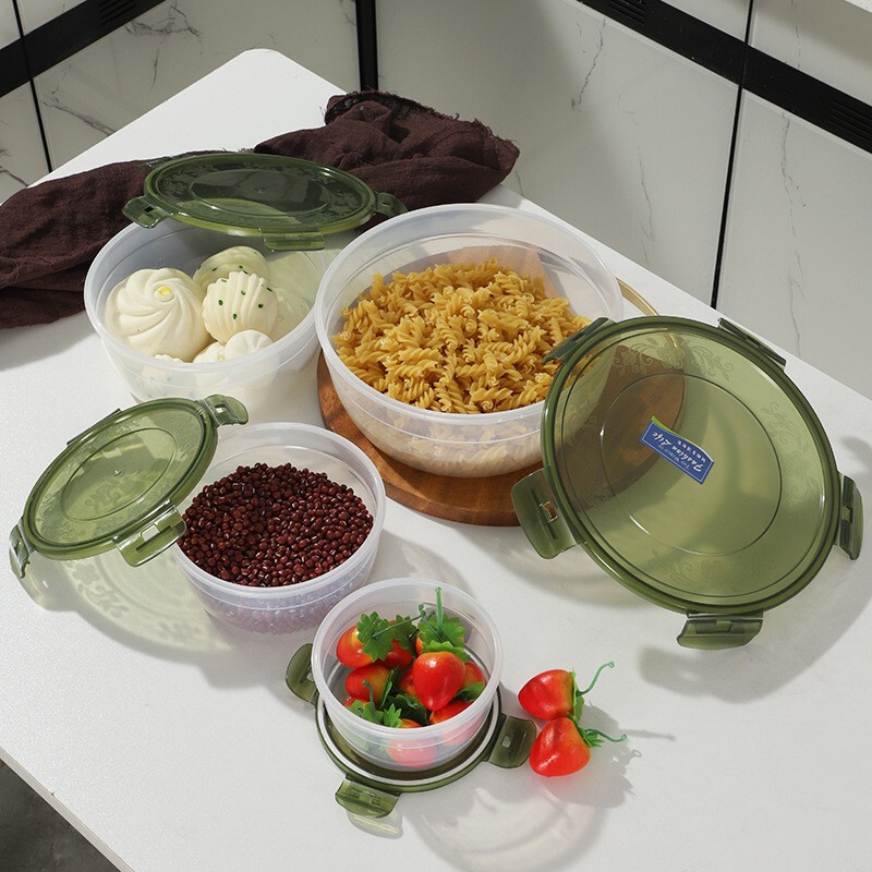 キッチンプラスチック屋台密封ボックス食品グレード電子レンジ加熱弁当箱冷蔵庫収納ラウンドクリッパーセット|undefined