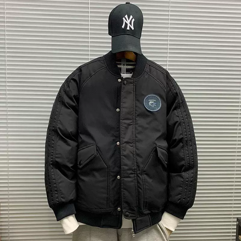 Japanese baseball winter down jacket for leisure, oversize, increased thickness