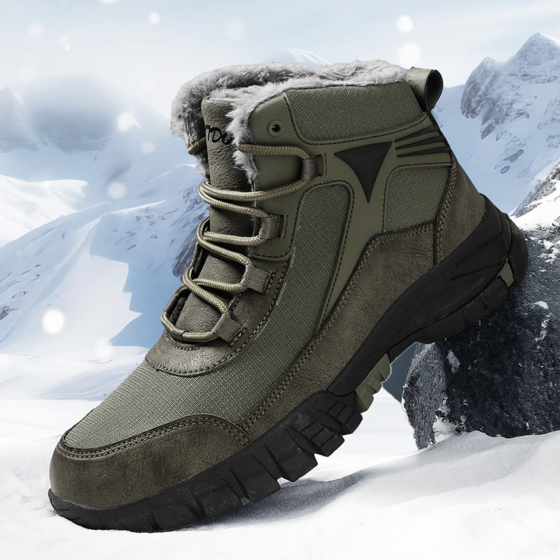 Cross-border antideslizante senderismo más tamaño botas de nieve de los hombres de forro polar engrosada zapatilla impermeable resistente al frío cálido botas de algodón de alta hombres