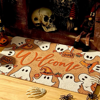 Outdoor Doors, Shoe-Changing Areas, Carpet Floor | Avtomobil döşəmə paspasları - zx-halloween-moment-h34-3040-silk-circle-without-overlocking