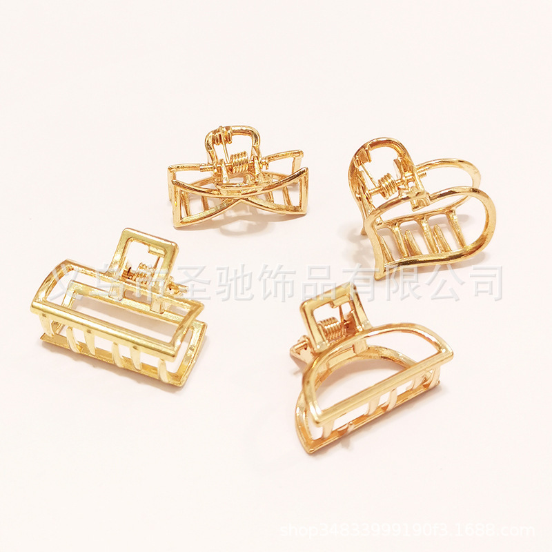 Cross-border Top Clip Hairpin Alloy Electroplated Back Head Clip Women's Japanese and Korean Style Hair Accessories Simple Hair Clip Hair Clip