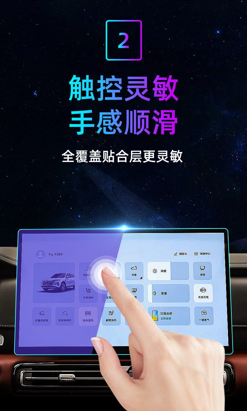 Suitable for 27 models of Hongqi HS5 central control tempered film, car navigation screen protector, display screen protective film, dashboard