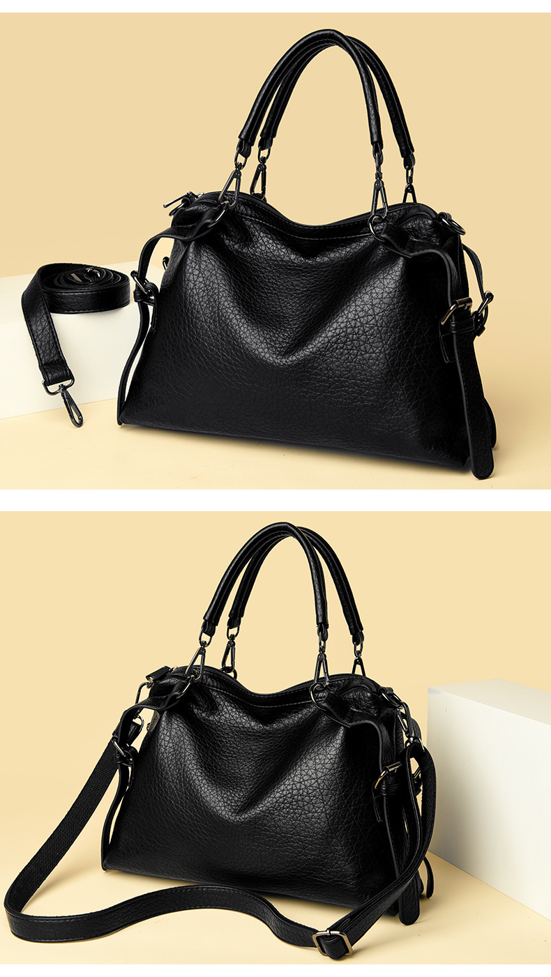 Women's bag Women's bag textured soft leather large capacity commuter tote bag versatile simple handbag_voghion.com