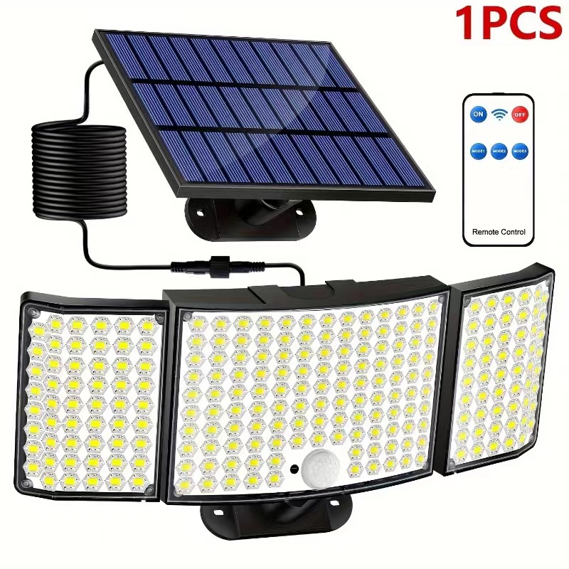 Lámpara de pared solar seguridad garaje al aire libre inducción infrarroja 160LED 224LED dividida lámpara de pared de tres cabezas