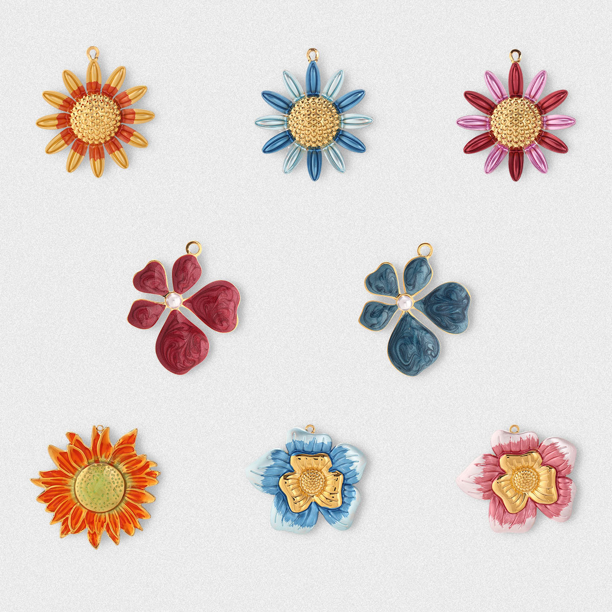 Decoding European and American Stainless Steel Necklace Pendant Accessories Accessible Luxury Niche Accessories DIY Jewelry Flowers Cross-Border Hot Selling Ins