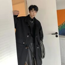牛角扣毛呢大衣男冬季加厚中长款过膝风衣秋冬款复古休闲呢子外套