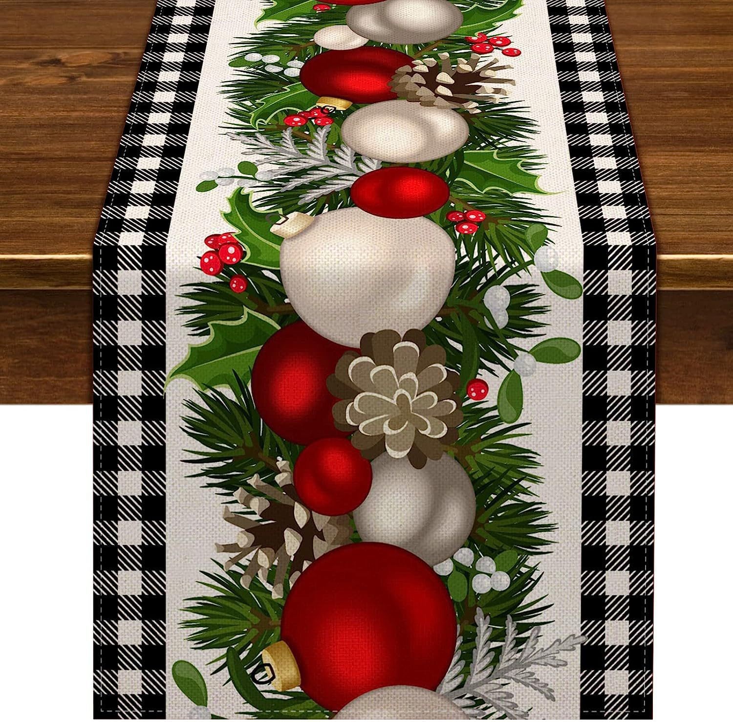 Transfronterizo TEMA DE Navidad de impresión corredor de mesa ambiente de vacaciones decoración árbol de Navidad muñeco de nieve patrón de tela de mesa al por mayor image 12