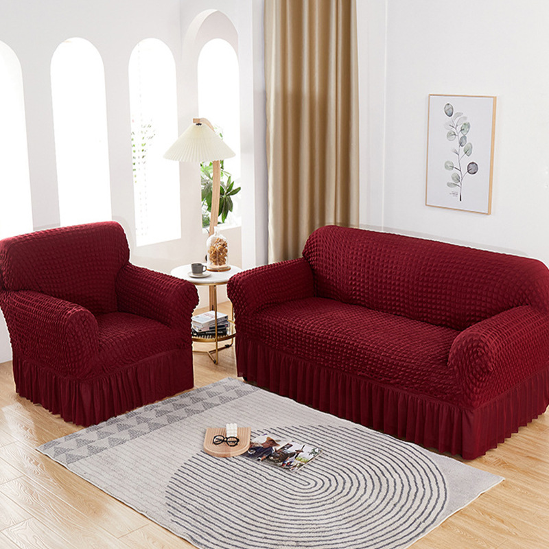 Falda funda de sofá de gasa de burbujas todo incluido cubierta elástica cubierta antipolvo cubierta de sofá al por mayor transfronteriza cojín de toalla de sofá antideslizante