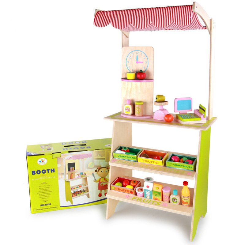 Simulación de madera venta de estante puesto de frutas Play House juguetes para niños Juego de Kindergarten juguetes en stock al por mayor