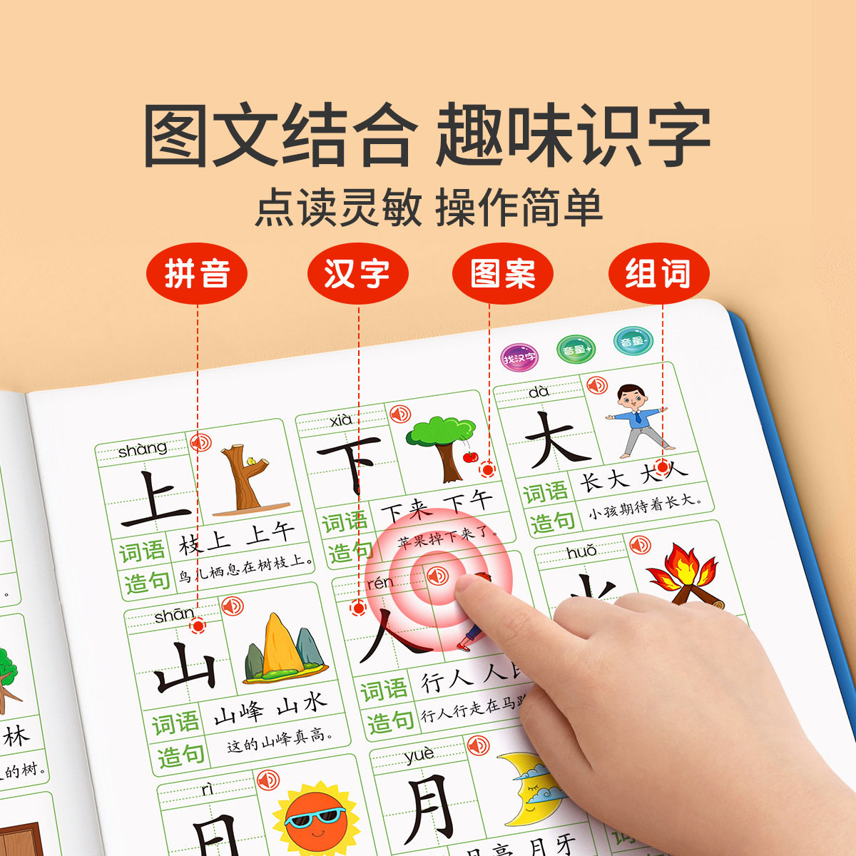 幼儿园识字大王3000字学习机点读机有声书儿童看图认字发声书神器 4