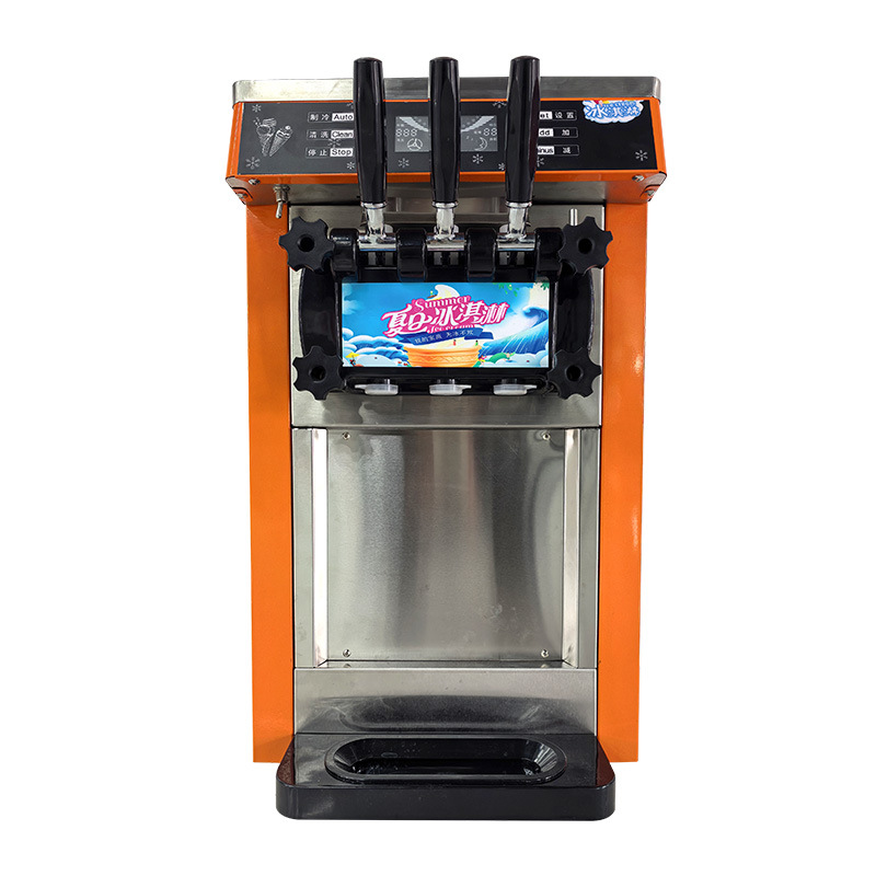 Puesto al aire libre máquina automática de helado suave de tres colores máquina de helado helado de escritorio móvil comercial cono de helado