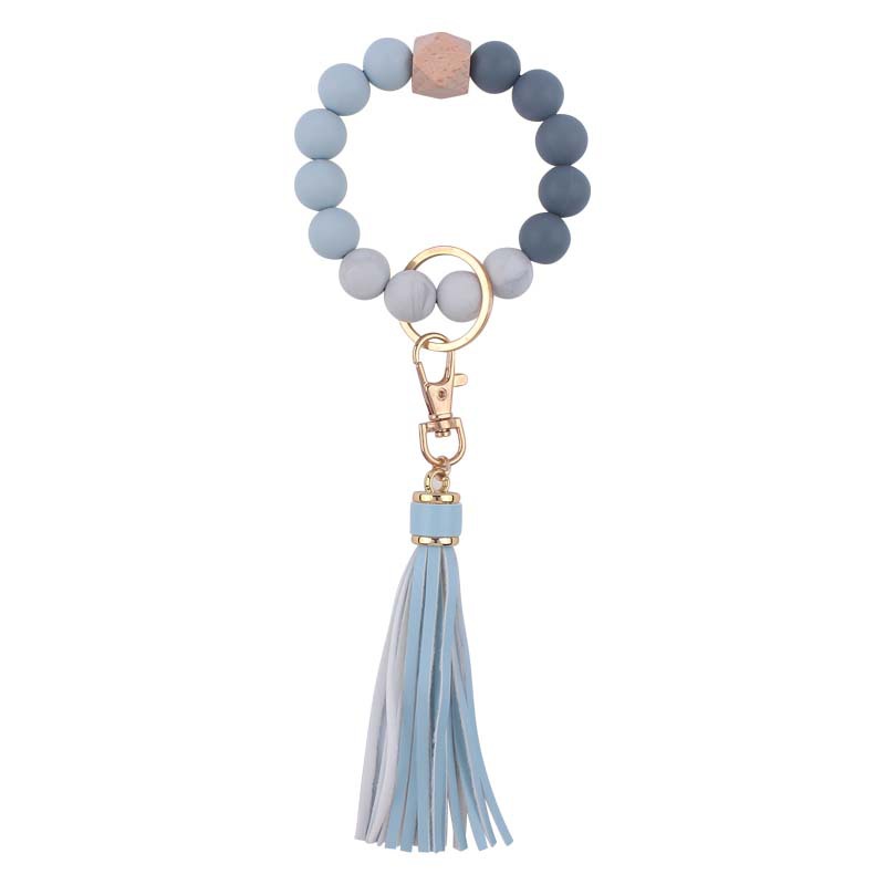 Creativo nuevo cuero pu borla colgante llavero silicona muñeca leopardo silicona pulsera llavero