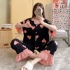 0198#[Bubble cotton short-sleeved trousers suit]