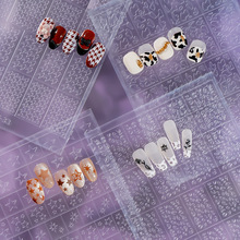 YITU蚁图美甲贴纸格纹透明喷绘贴纸美甲棋盘格一贴两用款贴纸饰品