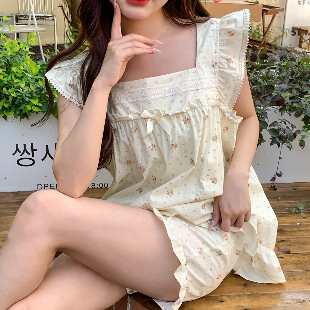 【小批量定制】全棉a类睡衣睡裙夏女纯棉无袖短裤套装女式家居服