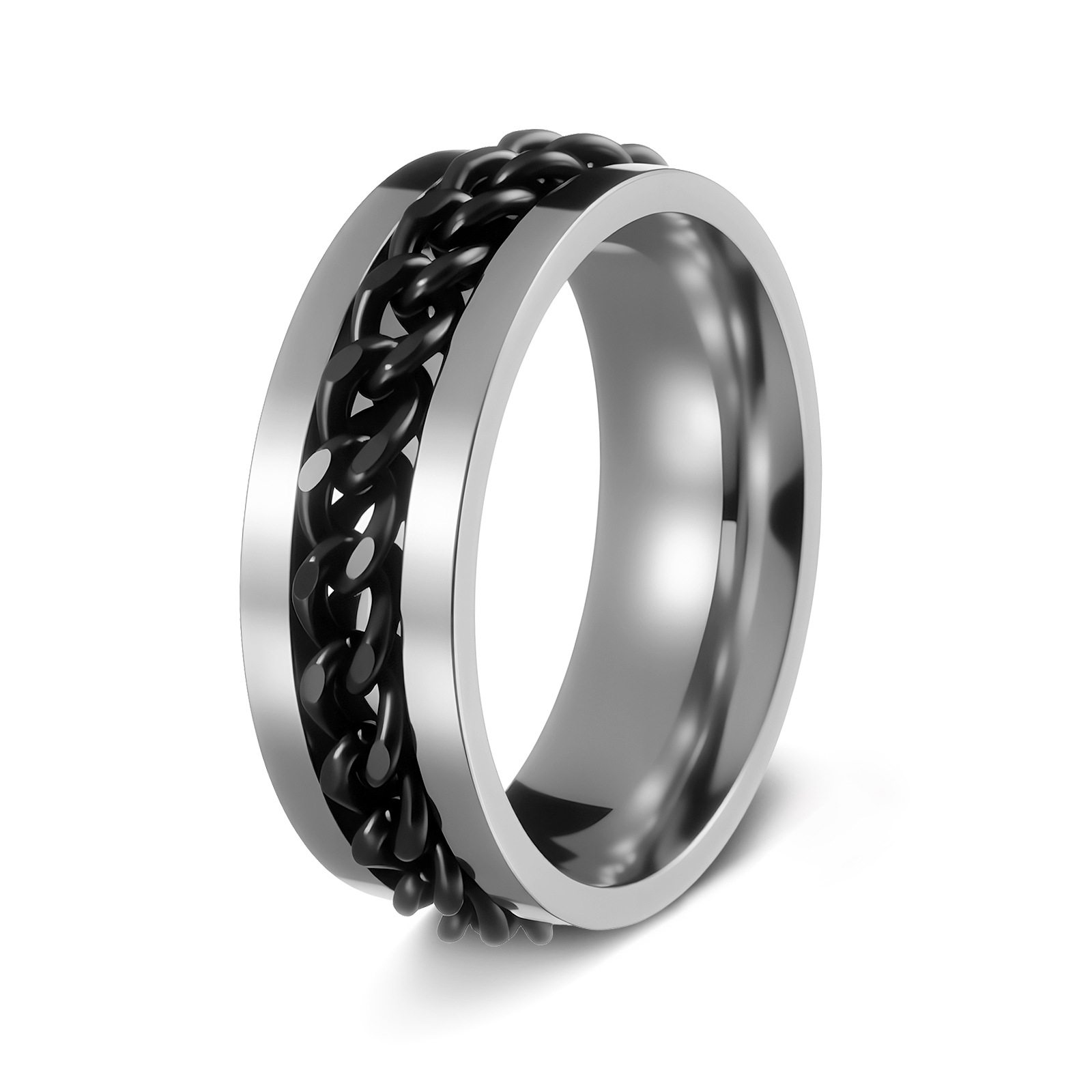 Hombres de acero de titanio pulsera giratoria anillo de cadena giratoria joyería de descompresión popular en línea anillo de cerveza de botella abierta