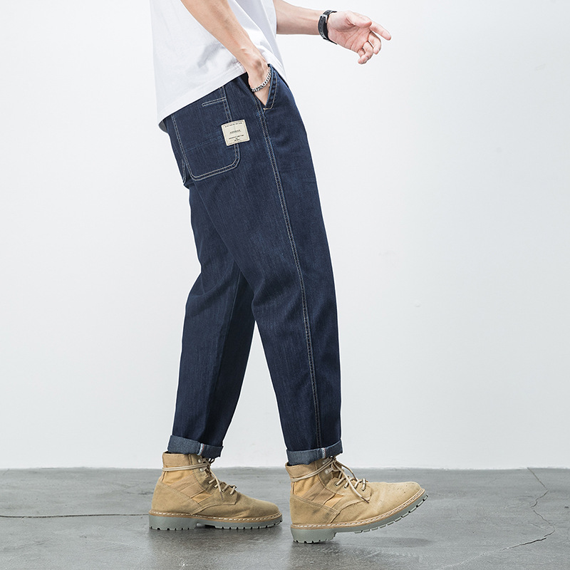 Heißverkaufte, übergroße, bestickte Herrenjeans mit elastischem Bund für Herren. 9-Punkt-Fat-Jeans in Übergröße für Vielseitigkeit für Herren_voghion.com