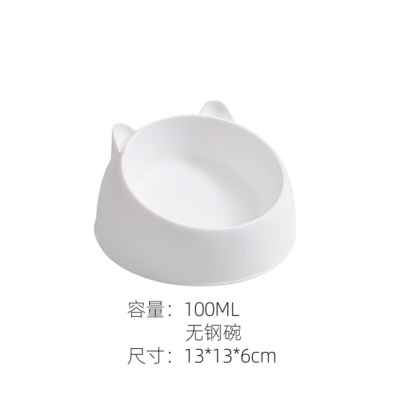 Celebridad de Internet de acero inoxidable gato tazón perro tazón doble tazón protección cervical gato tazón boca oblicua caliente comida para mascotas tazón gato suministros
