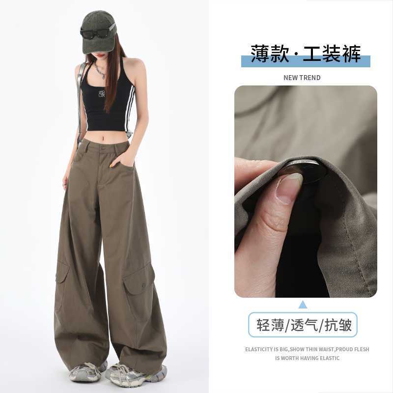 批发设计感美式复古辣妹弯刀裤百搭显瘦多口袋阔腿工装休闲裤|undefined